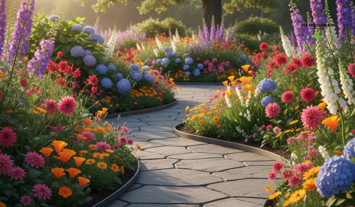Hvordan kombinerer man blomsterbede og belægning smukt